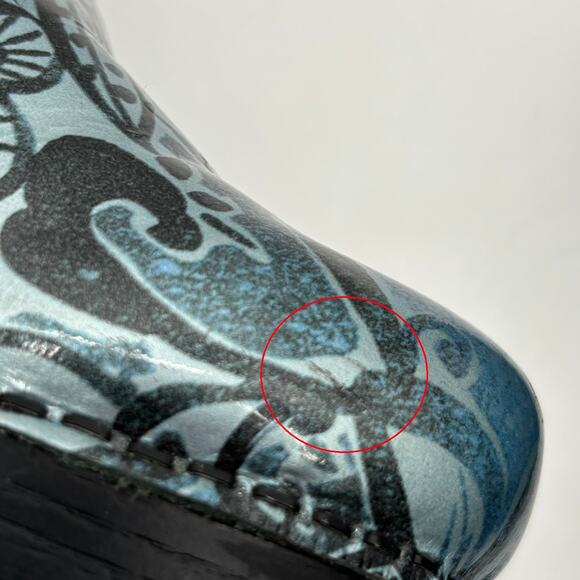 Dansko Professional Clogs 39 / 8.5 - 9 Denim Floral Patent Leather Nursing Shoes - Picture 12 of 12